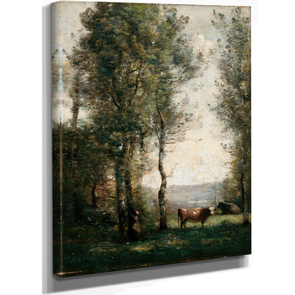 Wooded Landscape Cows a Clearing By Camille Corot