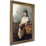 Young Girl a Mandolin By Camille Corot