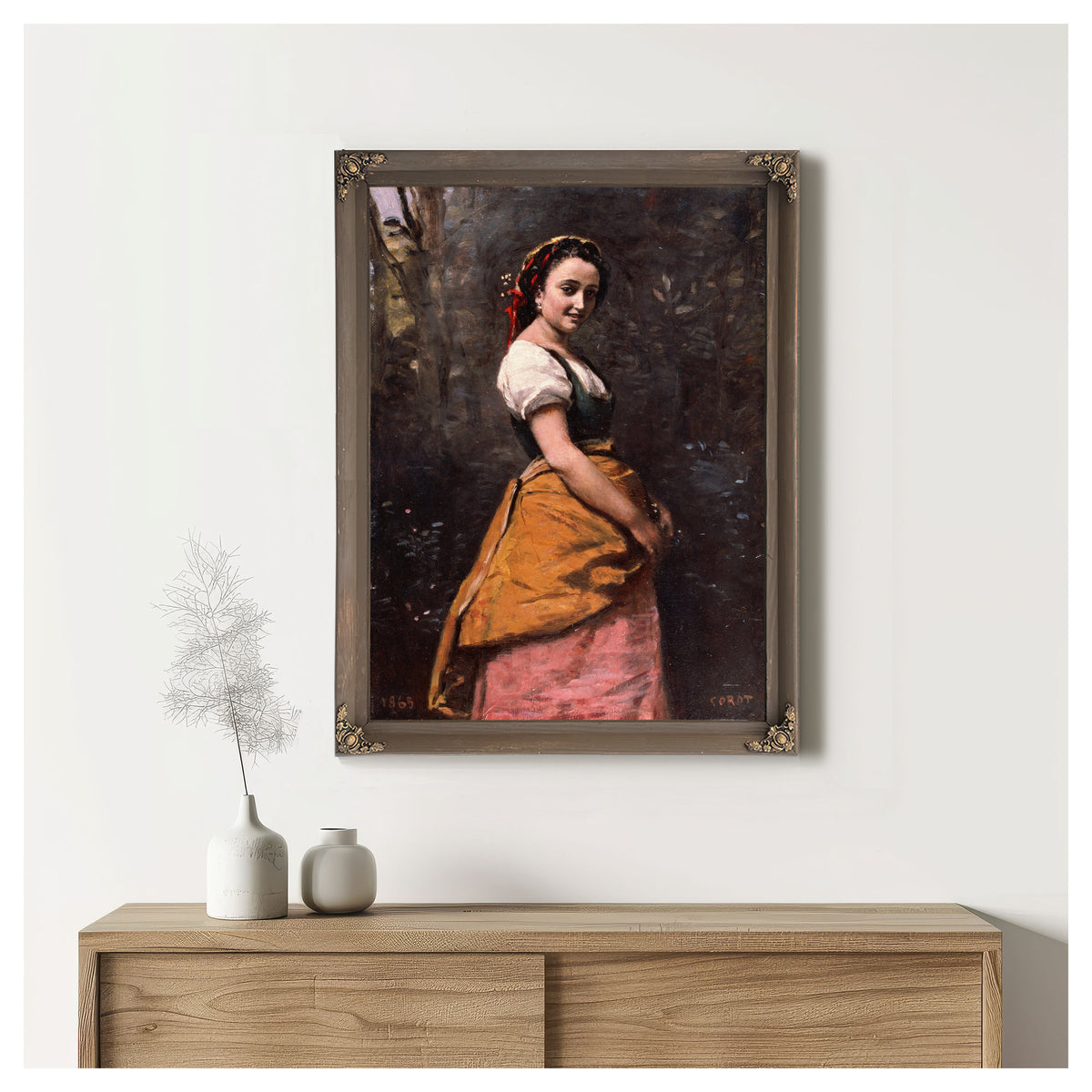 Young Woman the Woods By Camille Corot