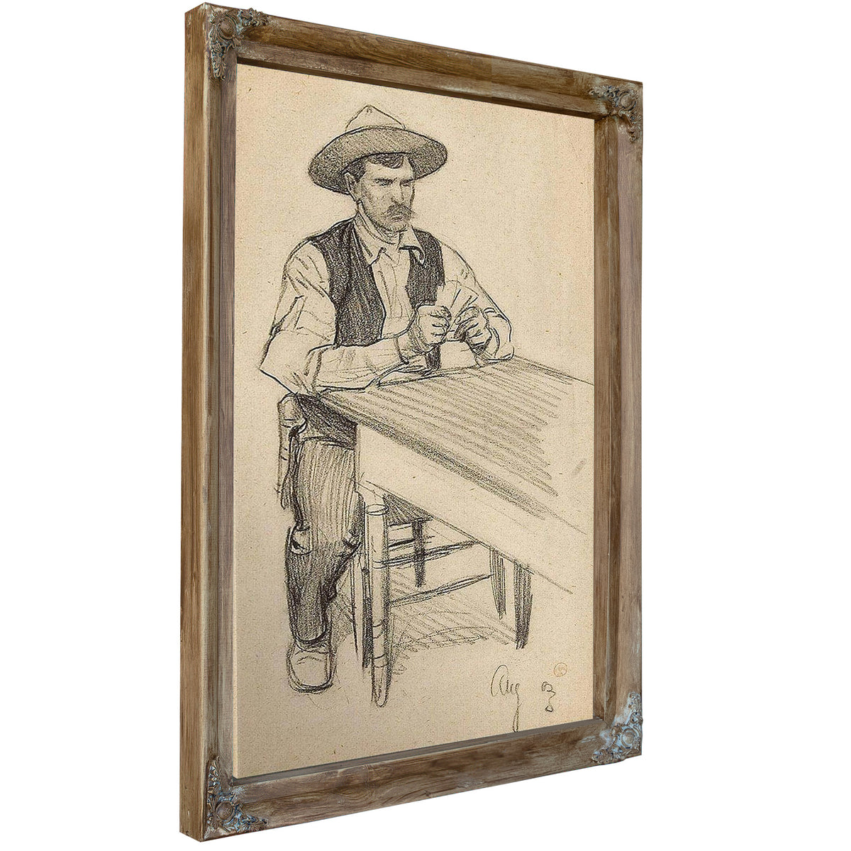 Card Player; Portrait Of A Young Native American 1900 (A Pair) By Maynard Dixon
