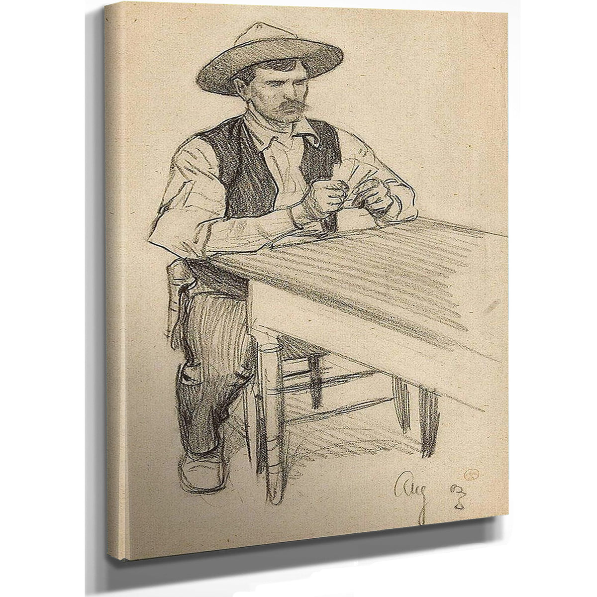 Card Player; Portrait Of A Young Native American 1900 (A Pair) By Maynard Dixon