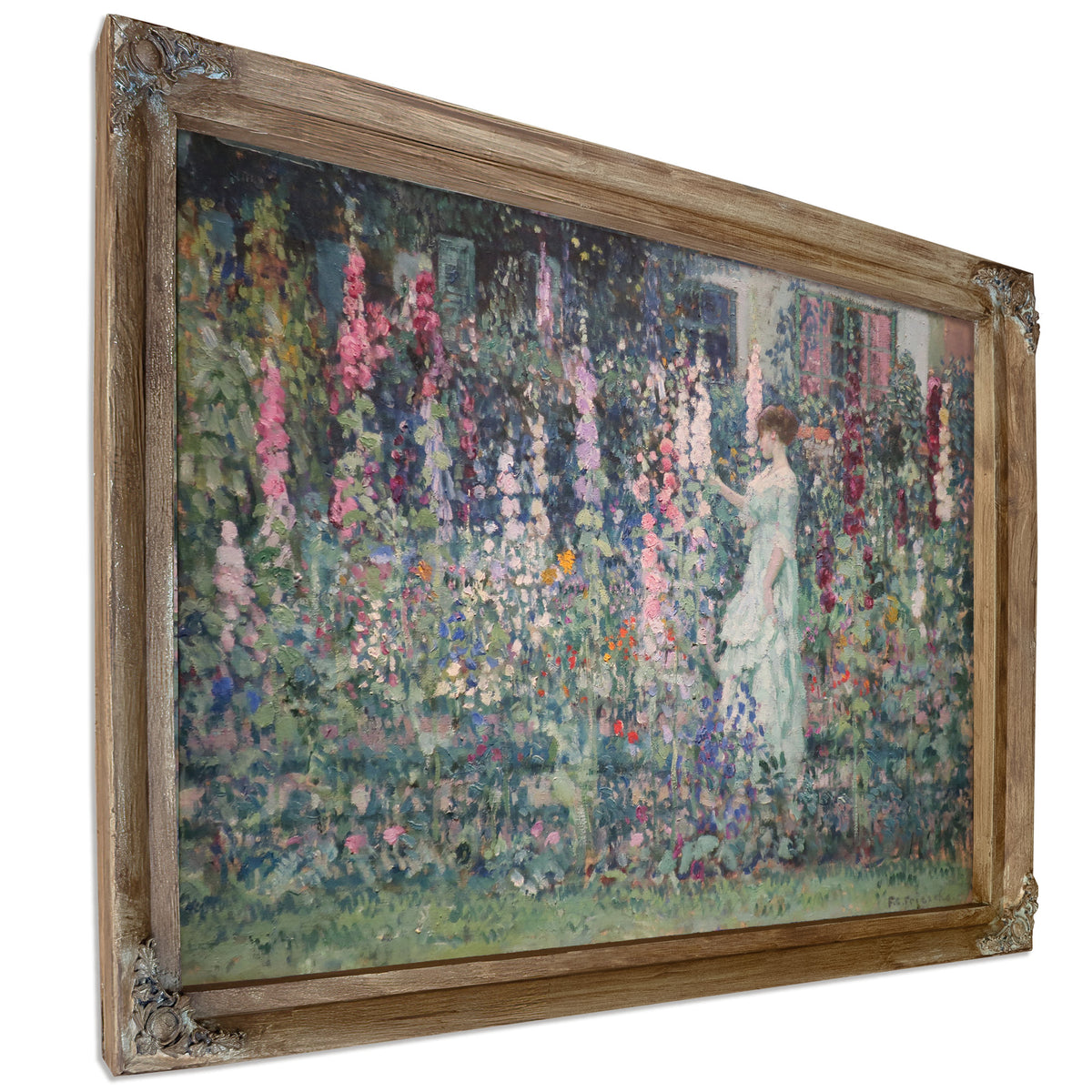 Hollyhocks by By Carl Frieseke