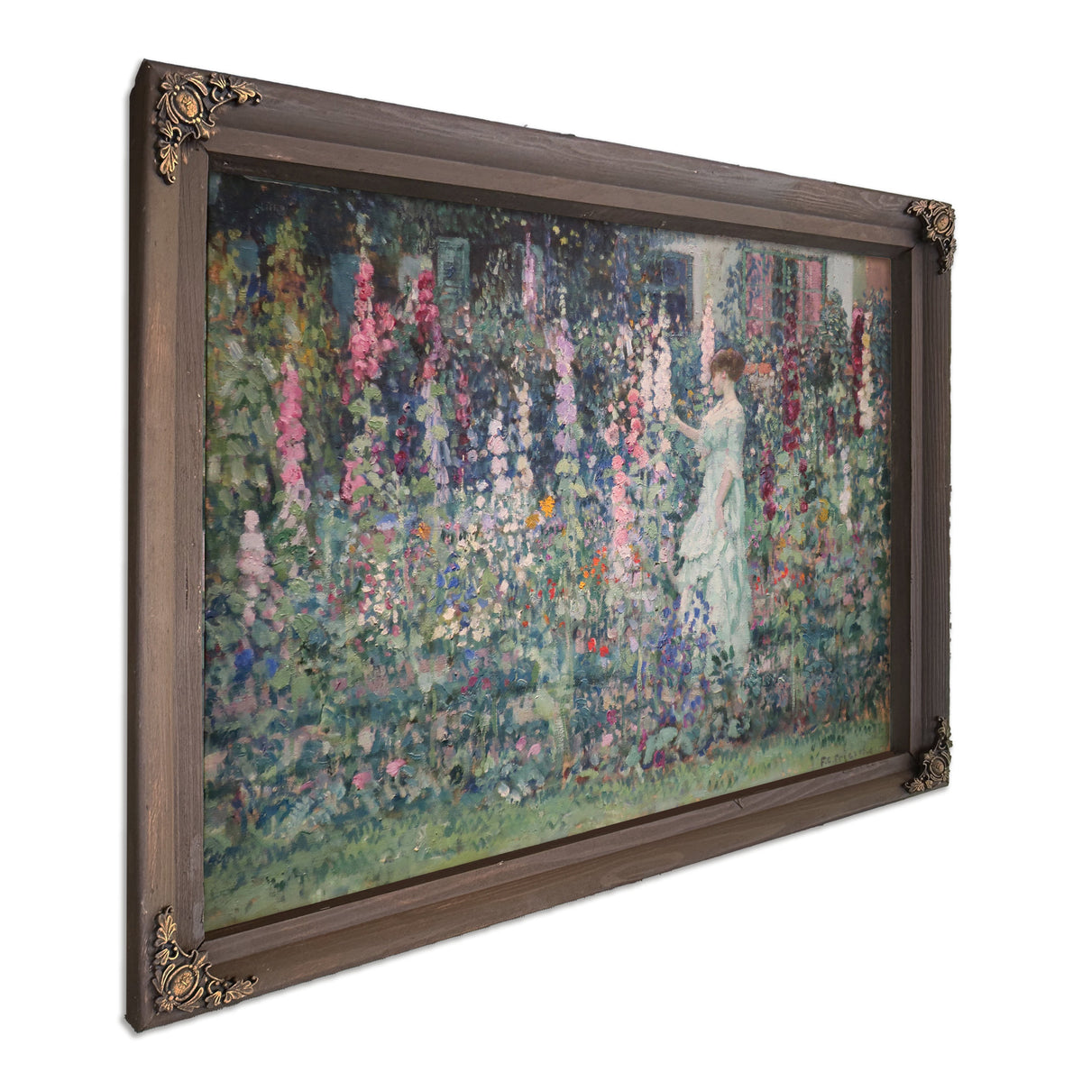 Hollyhocks by By Carl Frieseke