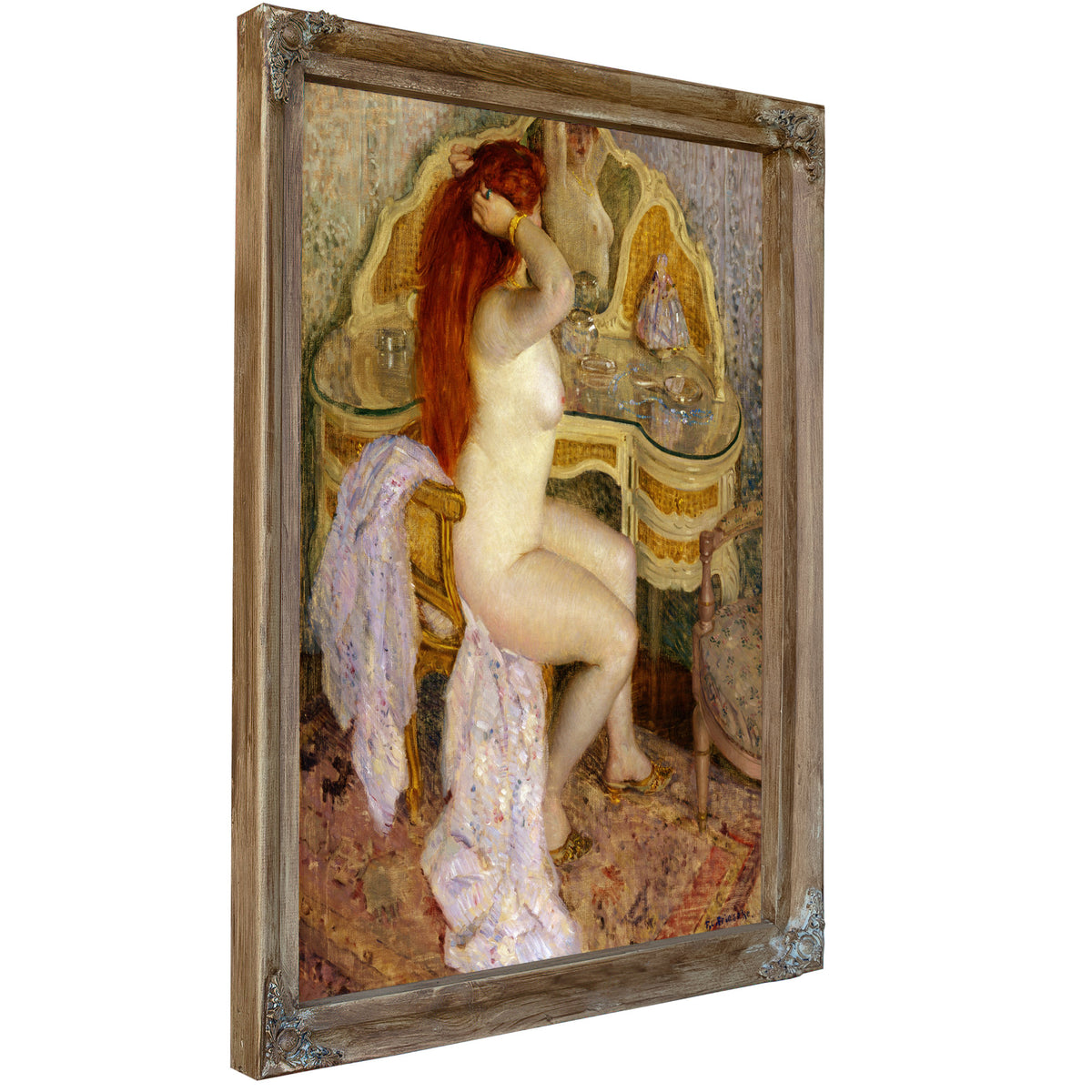 Nude Seated Her Dressing Table By Carl Frieseke