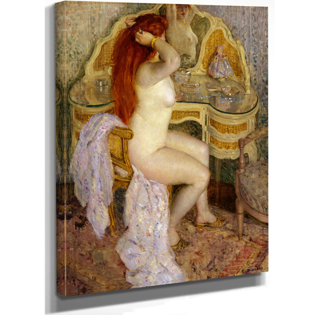 Nude Seated Her Dressing Table By Carl Frieseke