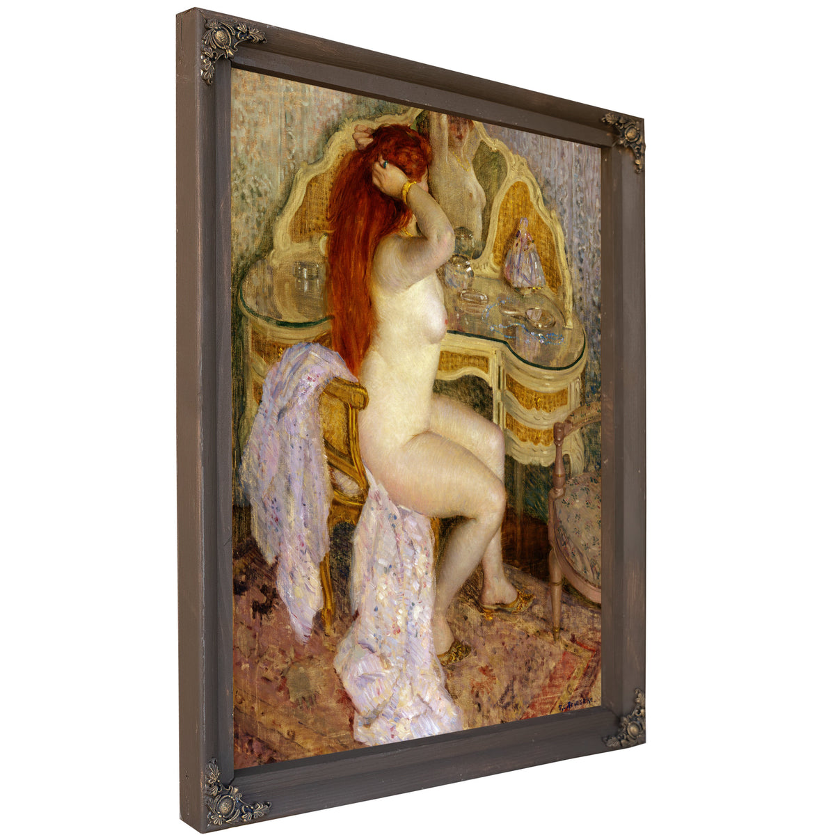Nude Seated Her Dressing Table By Carl Frieseke