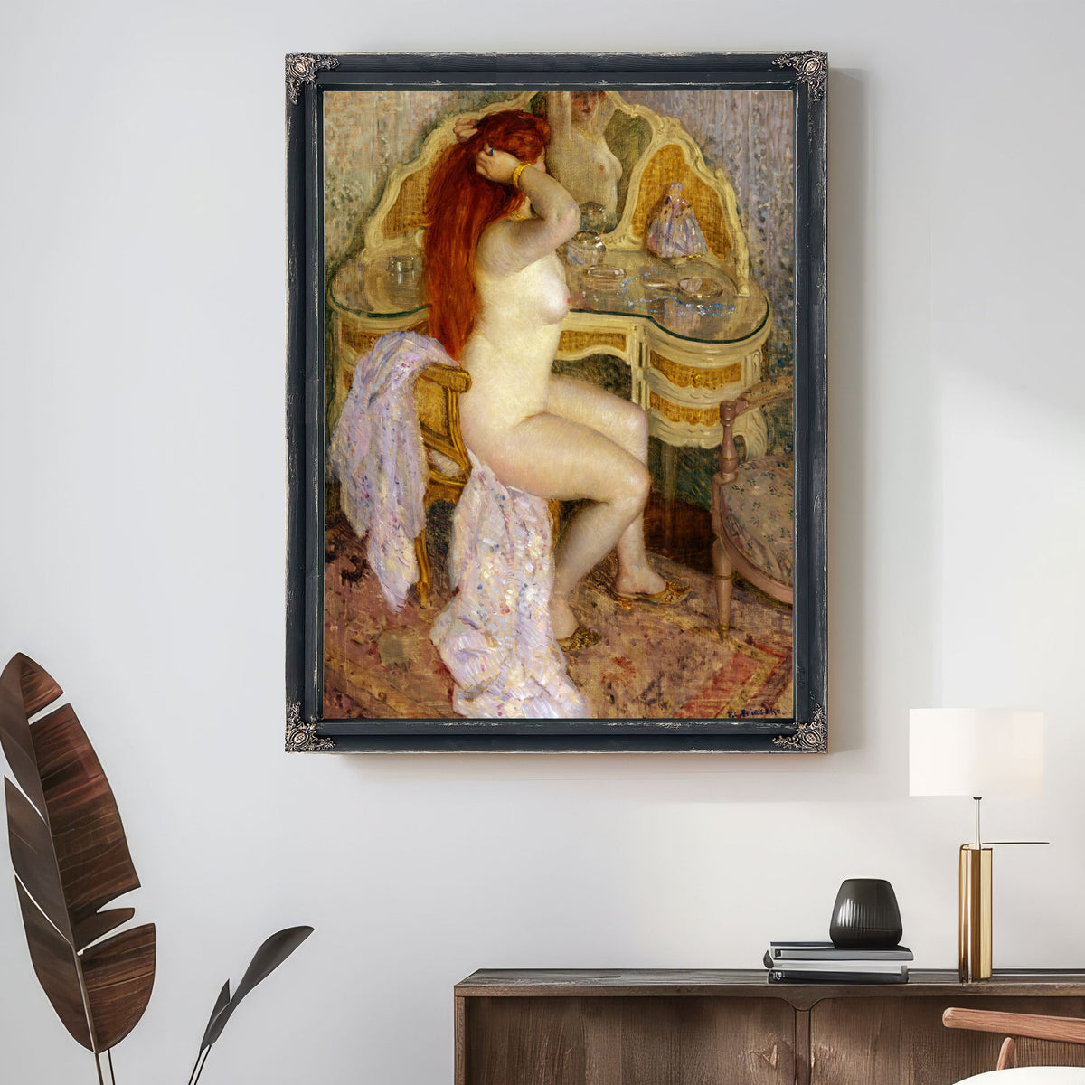 Nude Seated Her Dressing Table By Carl Frieseke
