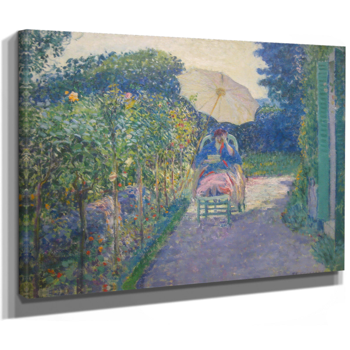 Woman Seated a Garden By Carl Frieseke