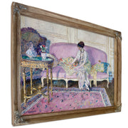 Woman Seated Sofa Interior By Carl Frieseke