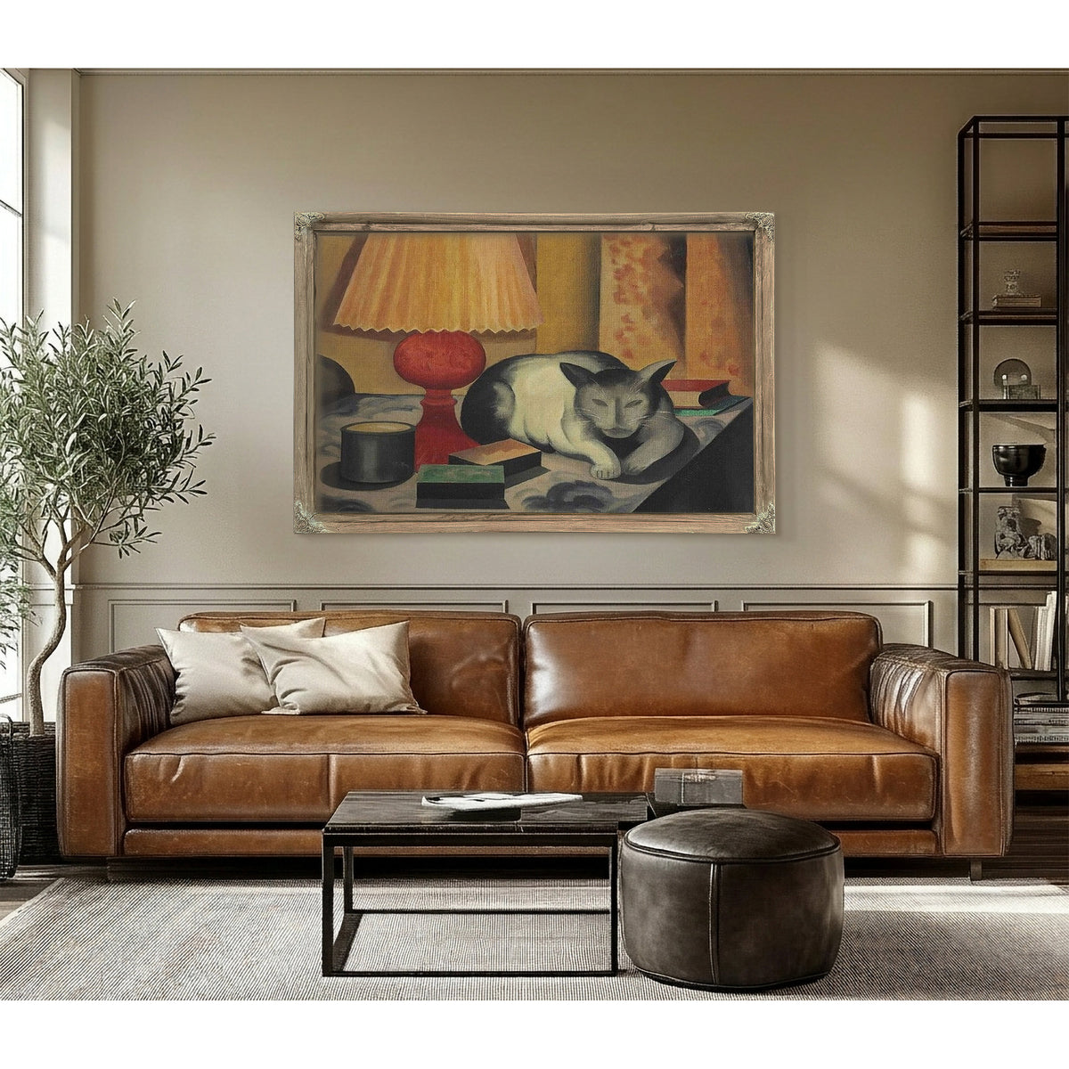 Cat And Lamp By George Ault
