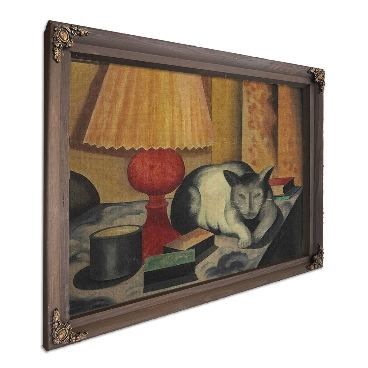 Cat And Lamp By George Ault