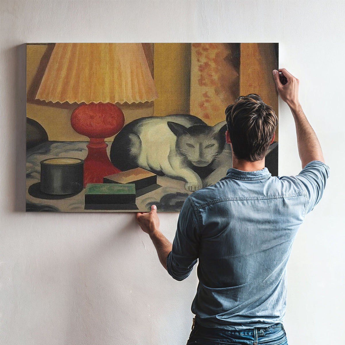 Cat And Lamp By George Ault