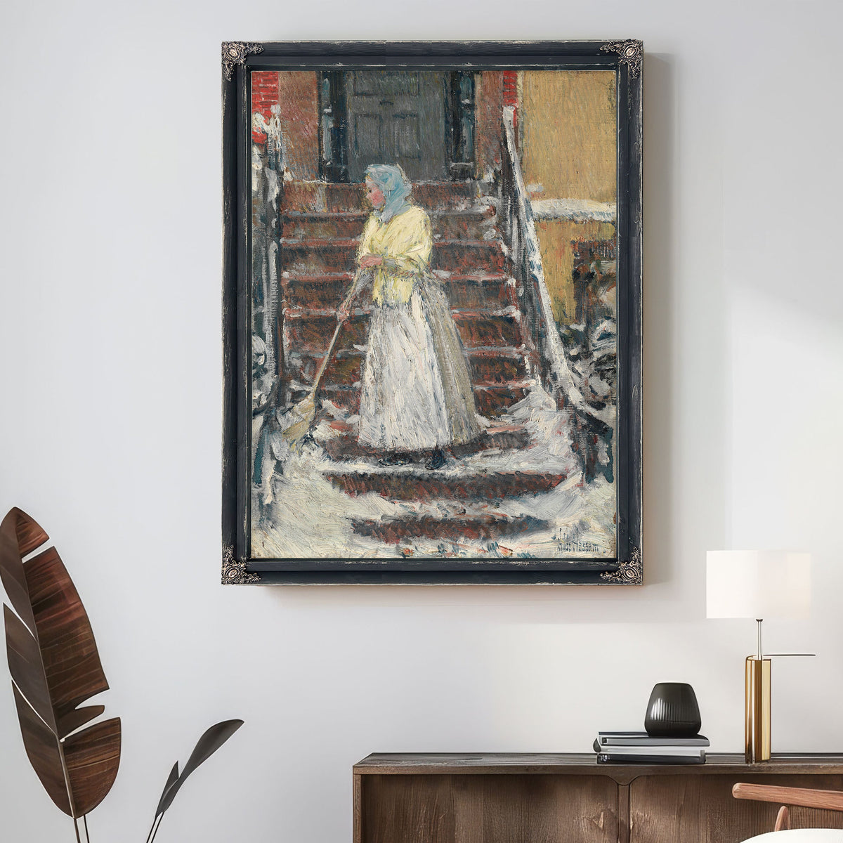 Sweeping Snow S By Childe Hassam