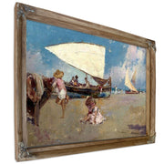 Children On A Sunny Beach By Antonio Mancini