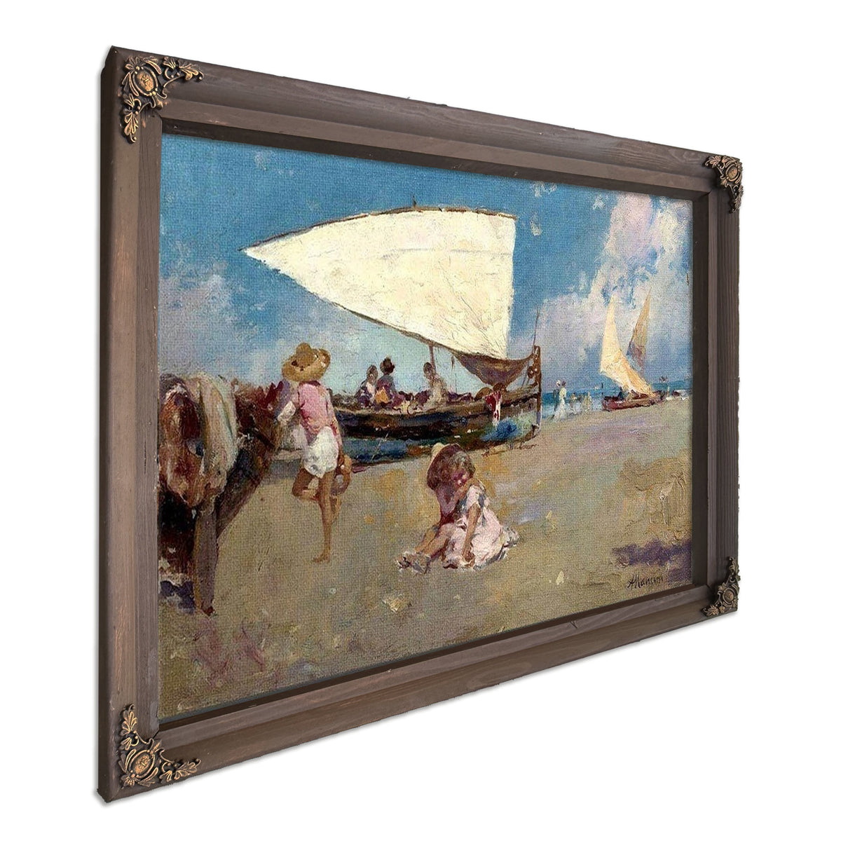 Children On A Sunny Beach By Antonio Mancini