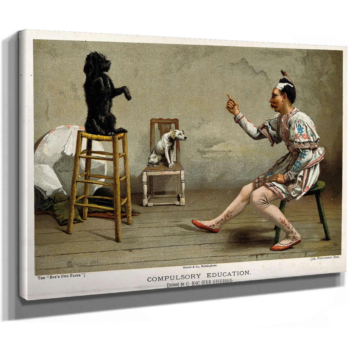 A Man an Acrobat S Outfit Teaches Dog By Circus Posters New