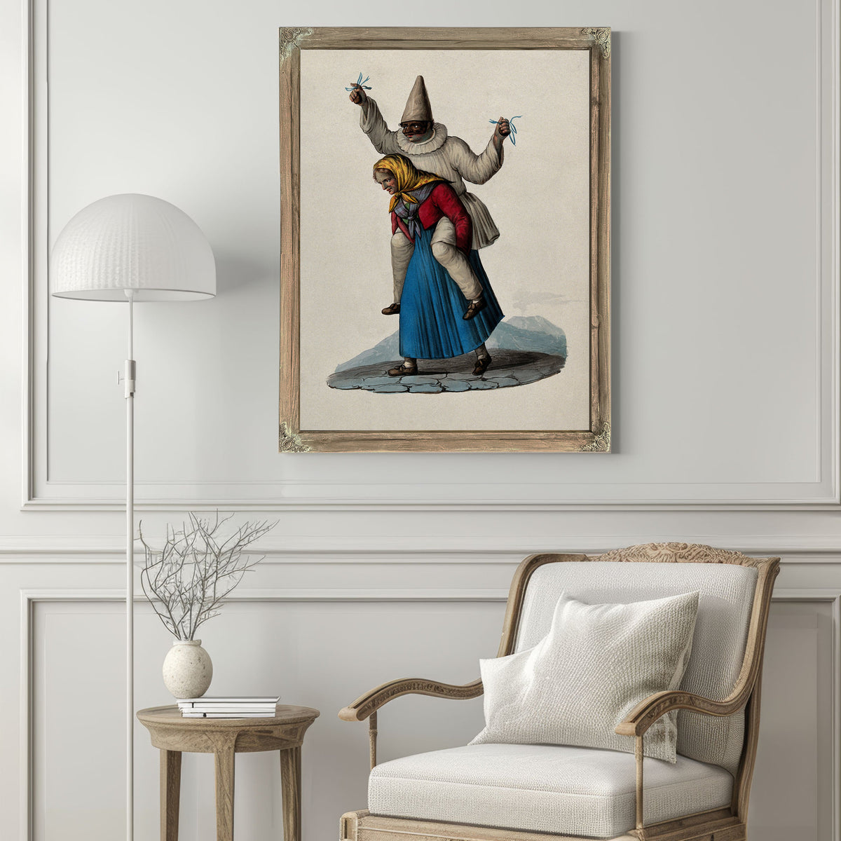 An Old Woman Carrying Clown White By Vintage Circus Posters
