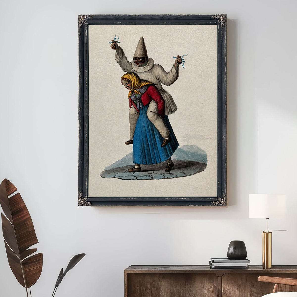 An Old Woman Carrying Clown White By Vintage Circus Posters