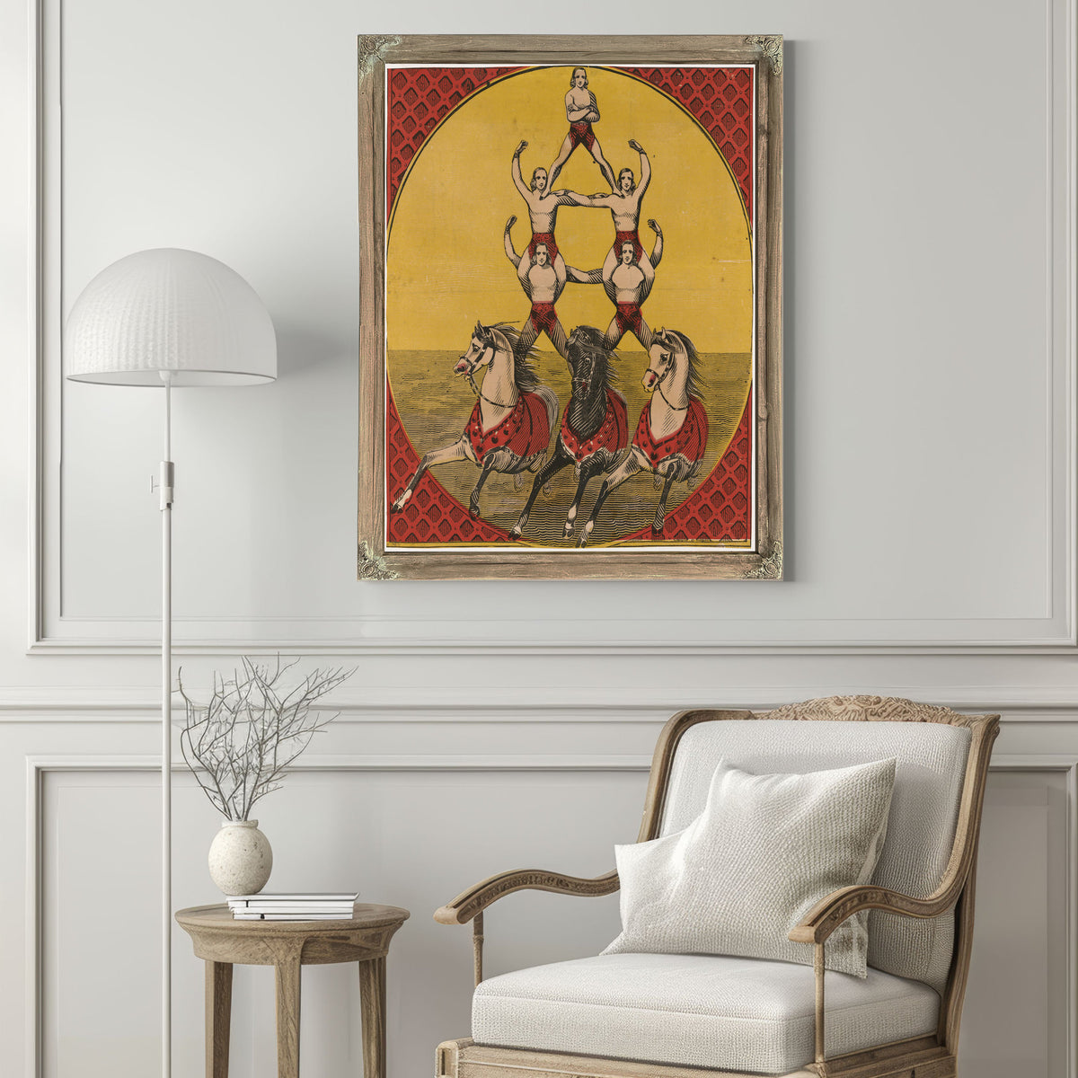 Five Acrobats Three Horses By Vintage Circus Posters