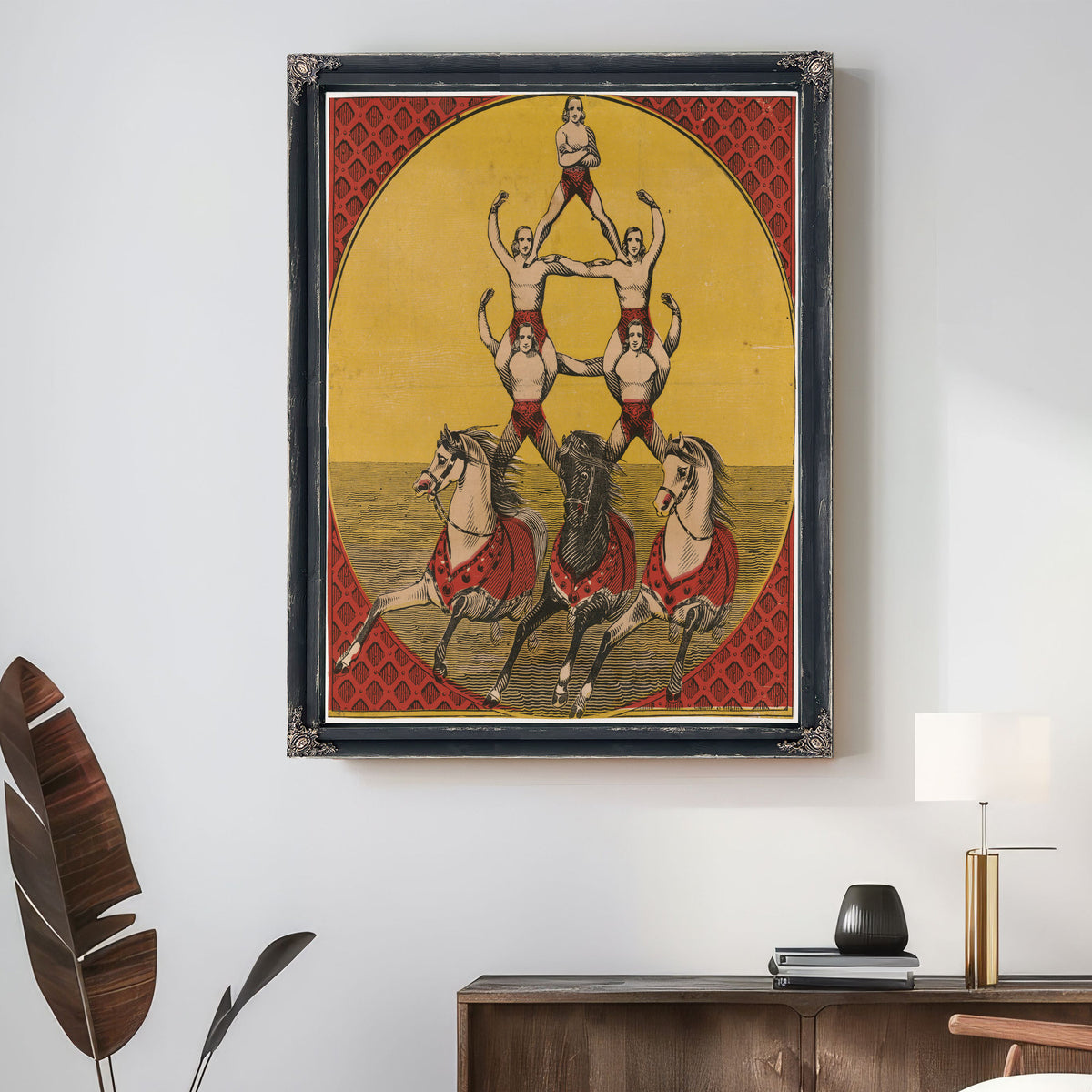 Five Acrobats Three Horses By Vintage Circus Posters