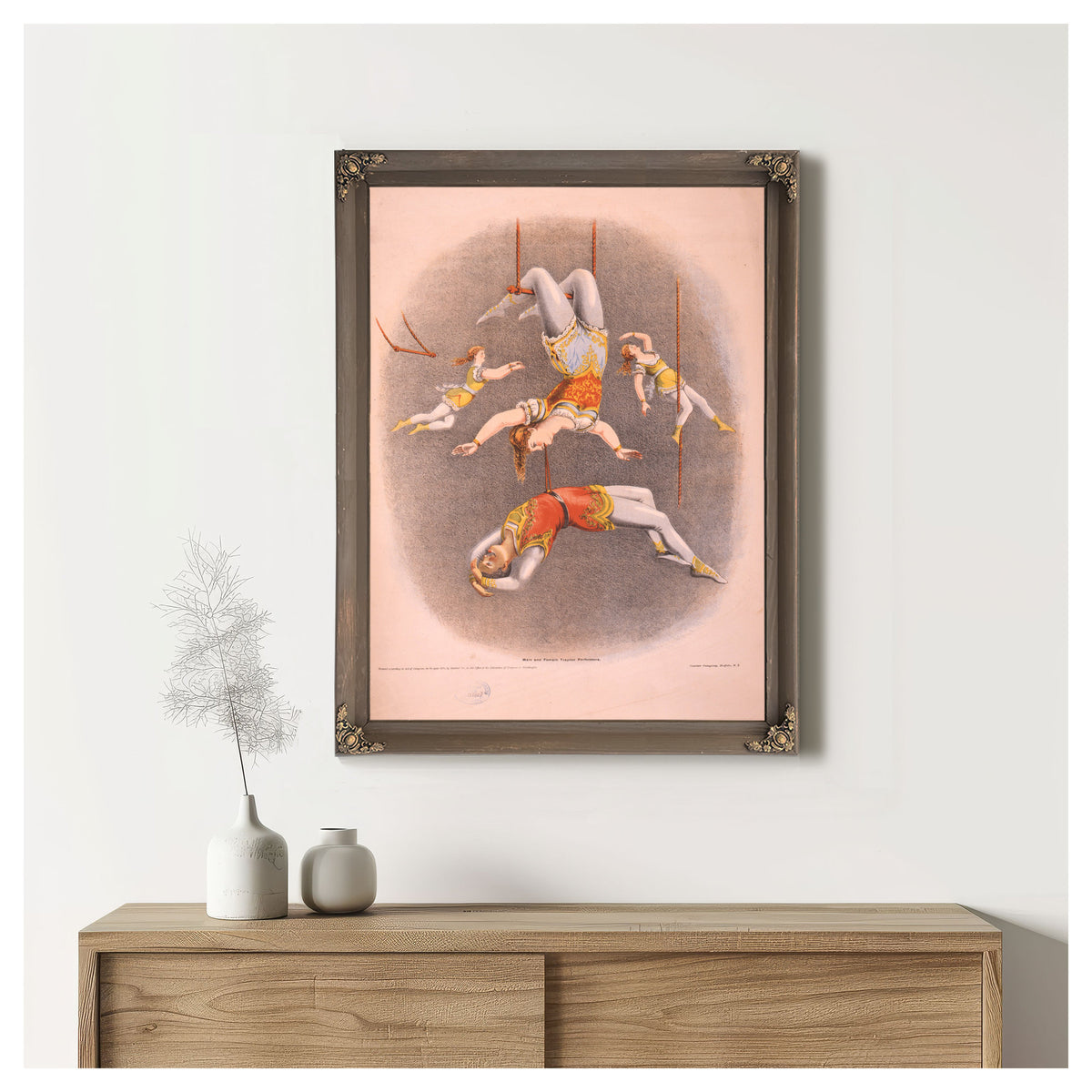 Male Female Trapeze Performers By Vintage Circus Posters