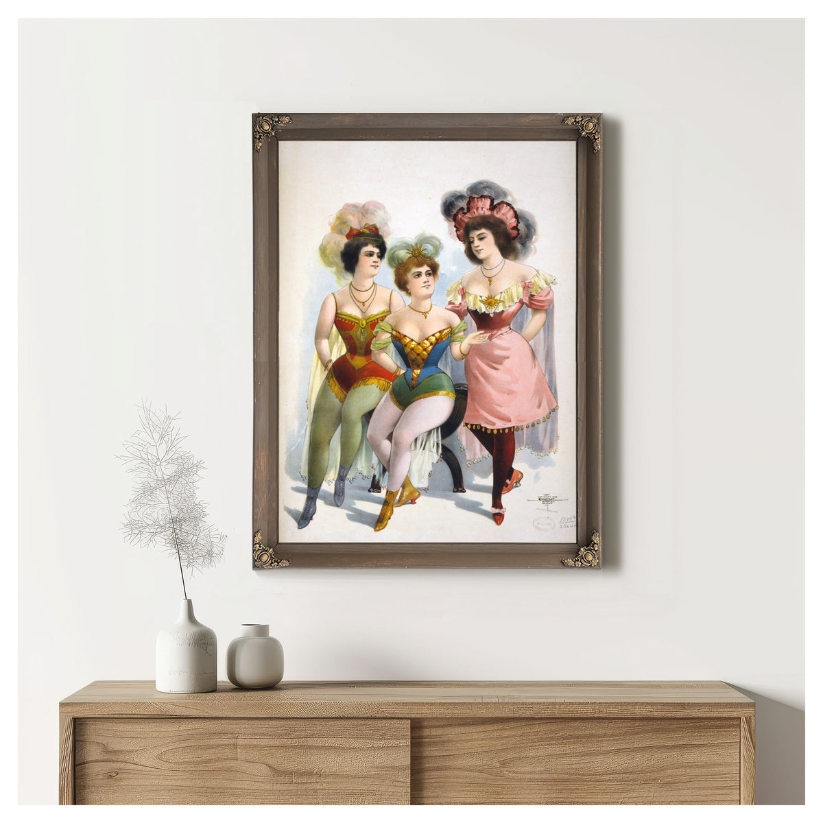 Three Women Tights Feathers By Vintage Circus Posters