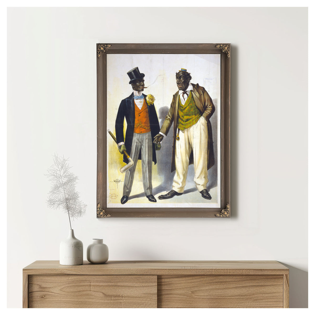 Two Performers Blackface Facing Each By Vintage Circus Posters