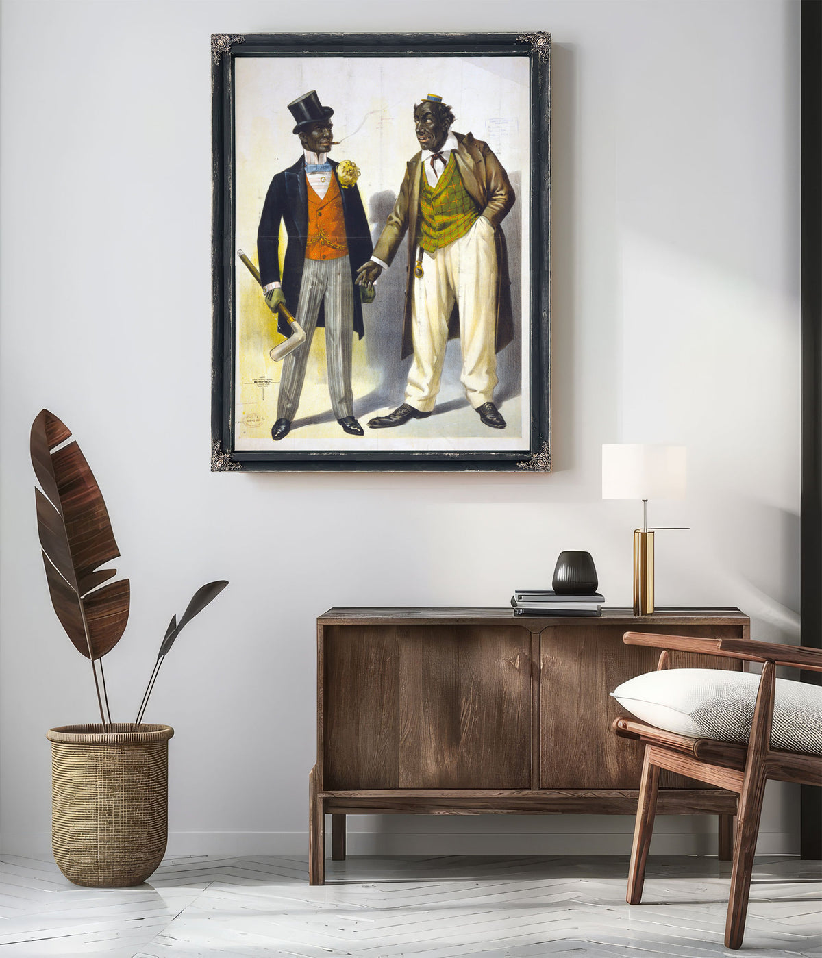 Two Performers Blackface Facing Each By Vintage Circus Posters