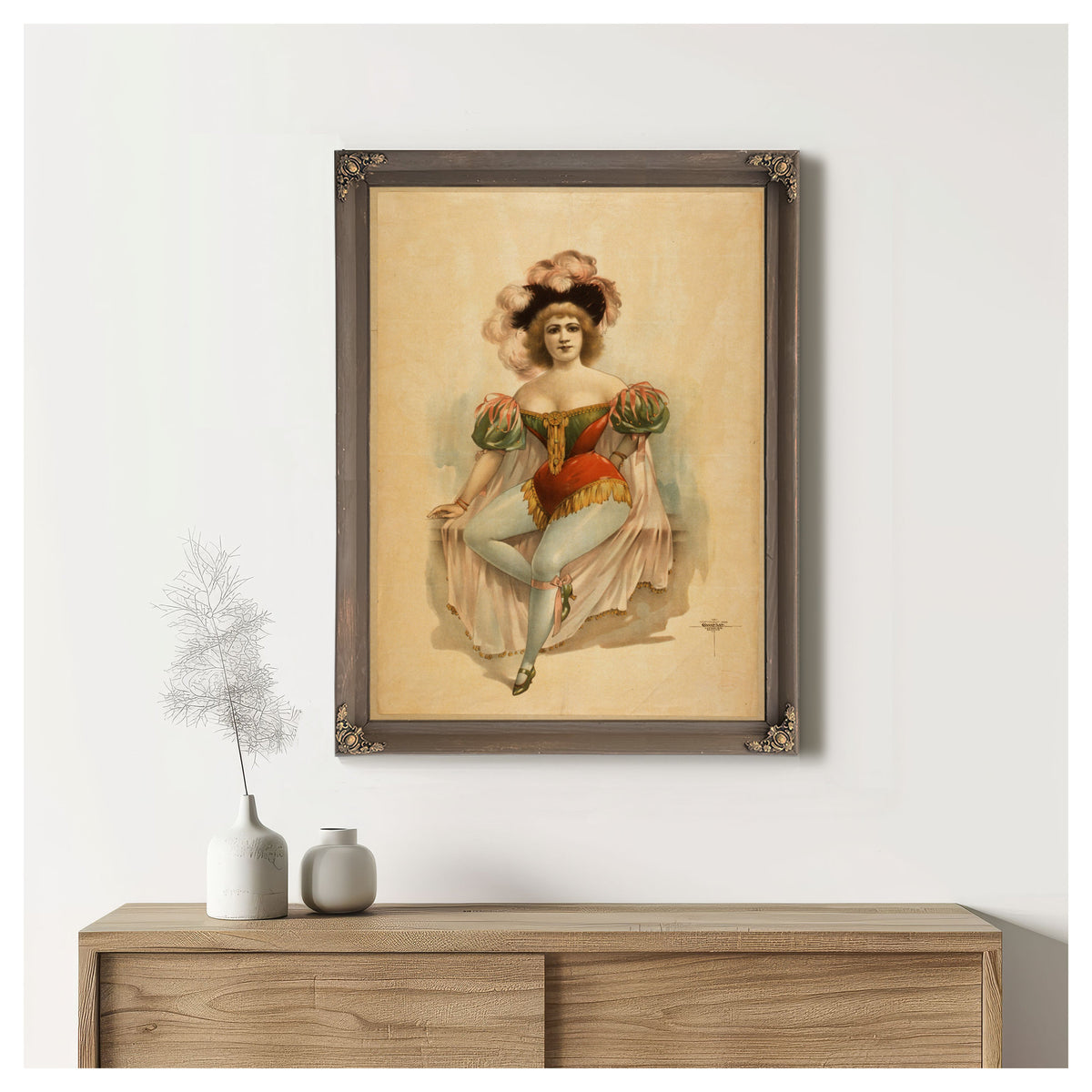 Woman Wearing Brief Costume Blue By Vintage Circus Posters
