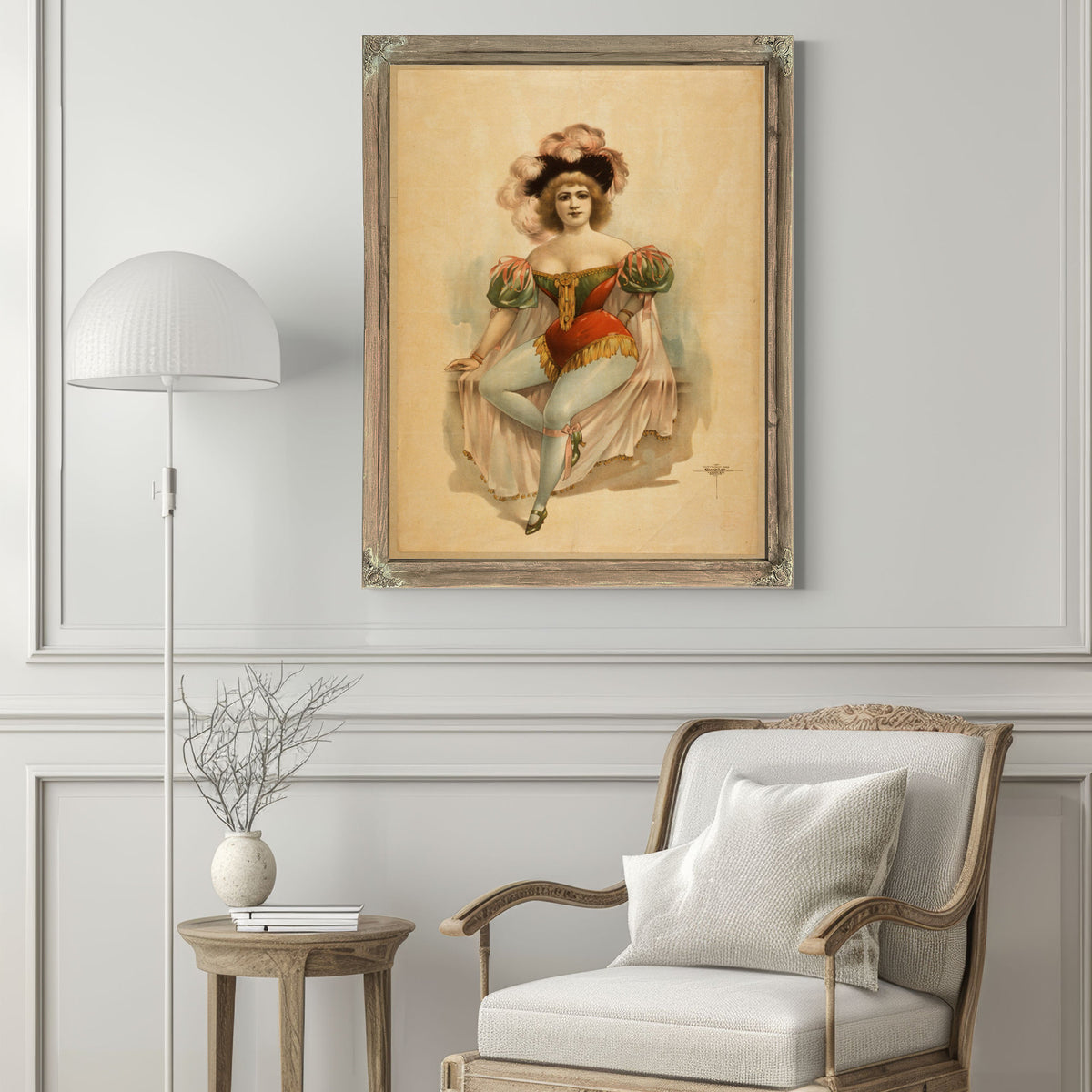 Woman Wearing Brief Costume Blue By Vintage Circus Posters