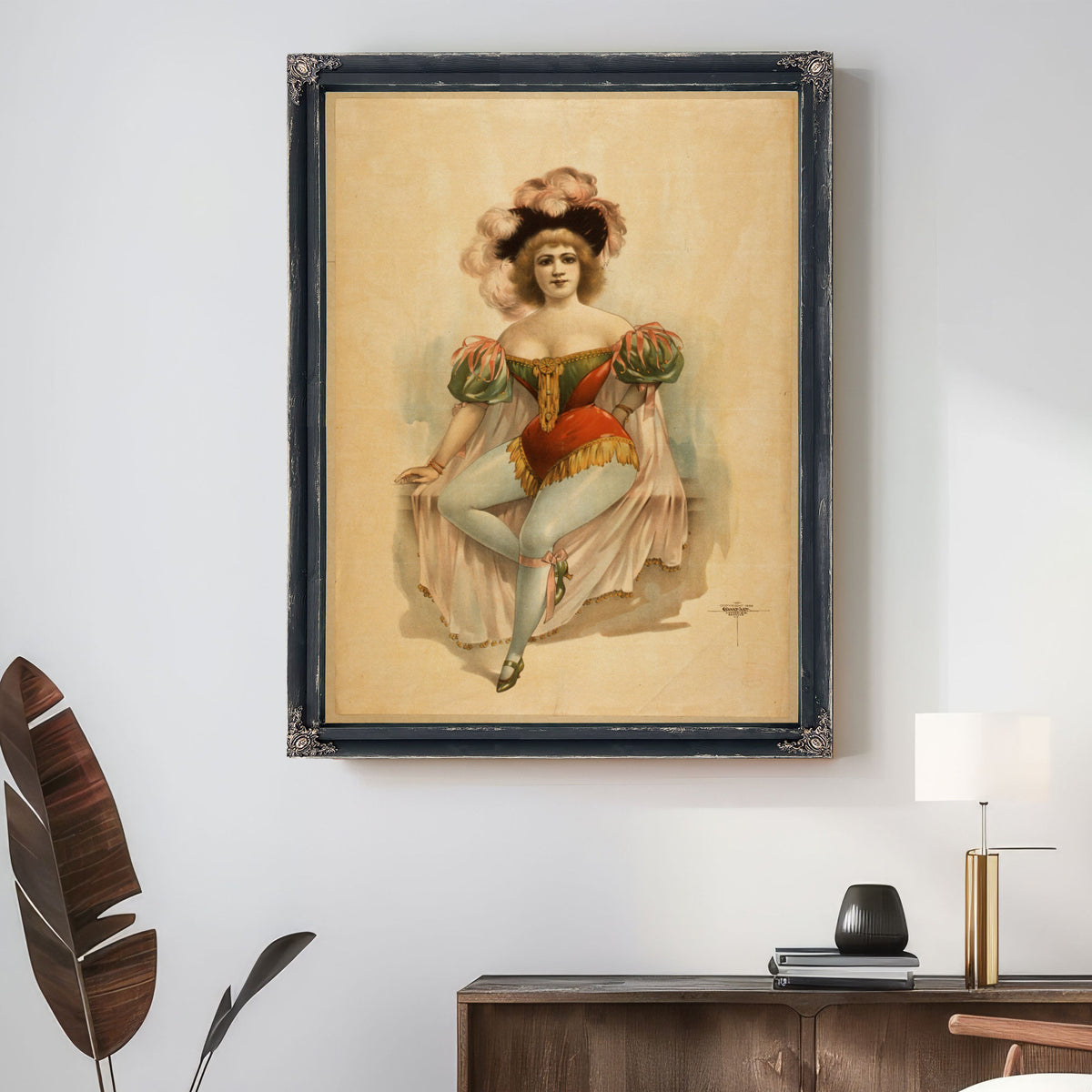 Woman Wearing Brief Costume Blue By Vintage Circus Posters