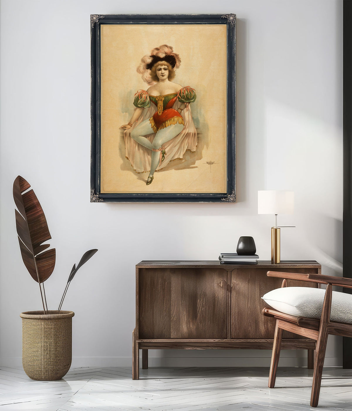 Woman Wearing Brief Costume Blue By Vintage Circus Posters