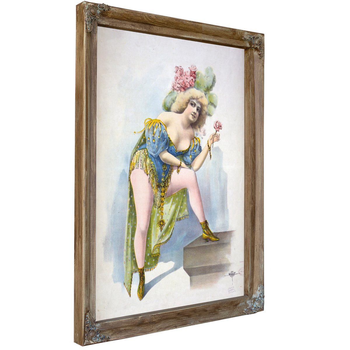 Woman Wearing Low Cut Green Blue By Vintage Circus Posters