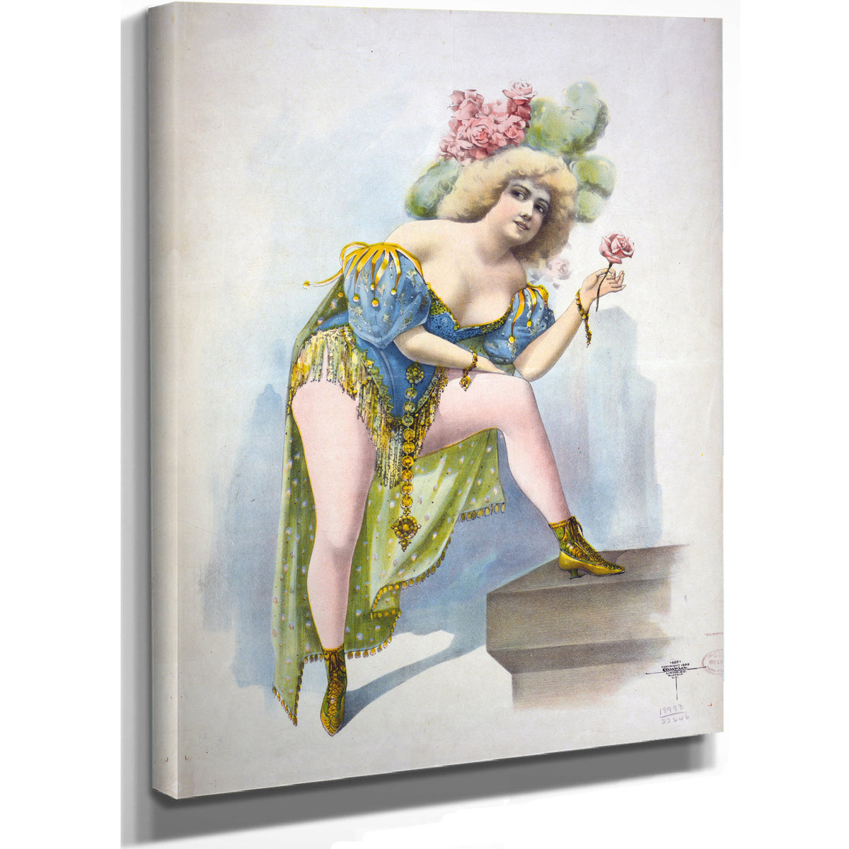 Woman Wearing Low Cut Green Blue By Vintage Circus Posters