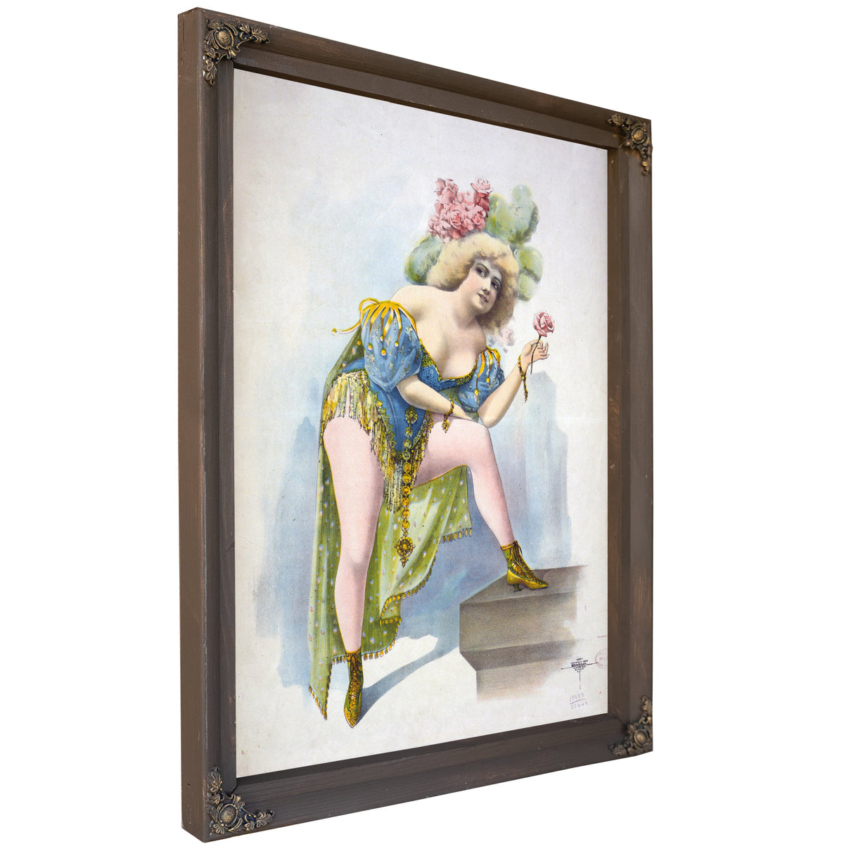 Woman Wearing Low Cut Green Blue By Vintage Circus Posters
