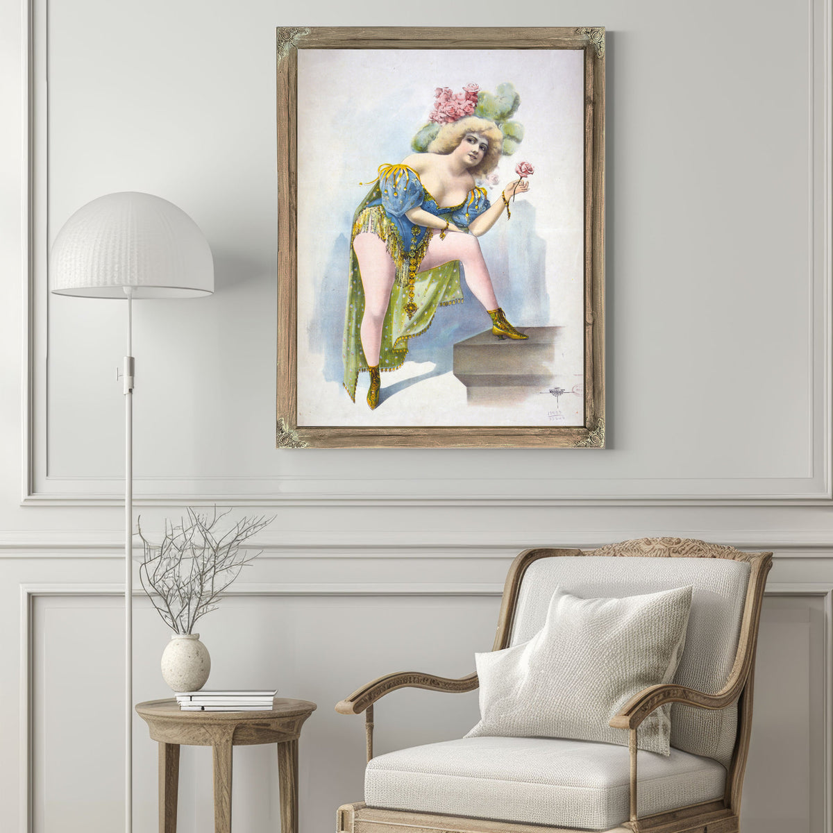 Woman Wearing Low Cut Green Blue By Vintage Circus Posters