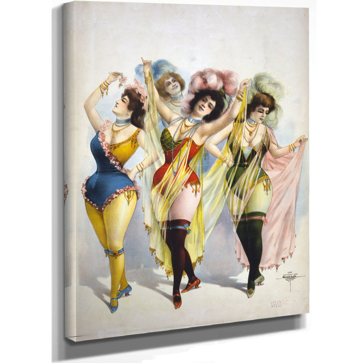 Women Wearing Brief Costumes Holding By Vintage Circus Posters