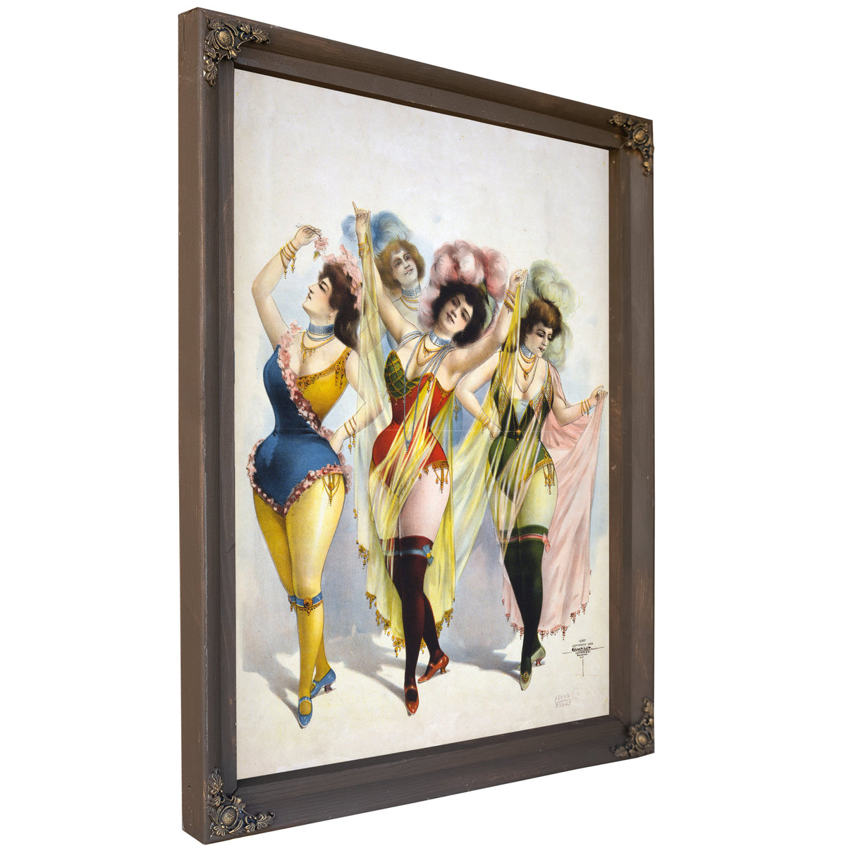 Women Wearing Brief Costumes Holding By Vintage Circus Posters