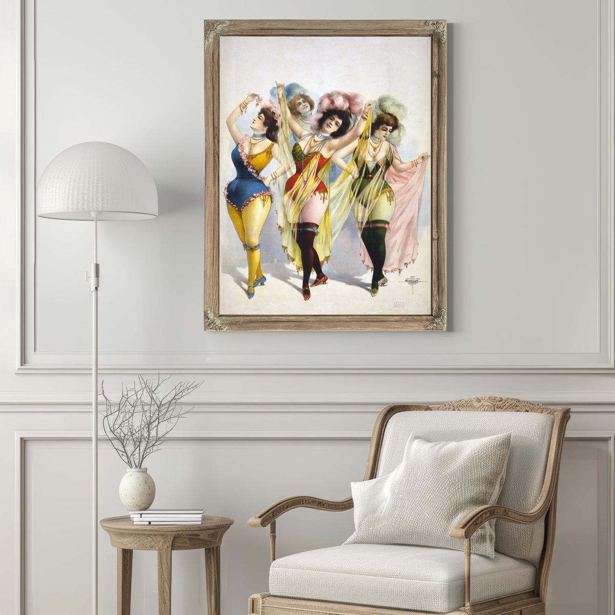 Women Wearing Brief Costumes Holding By Vintage Circus Posters