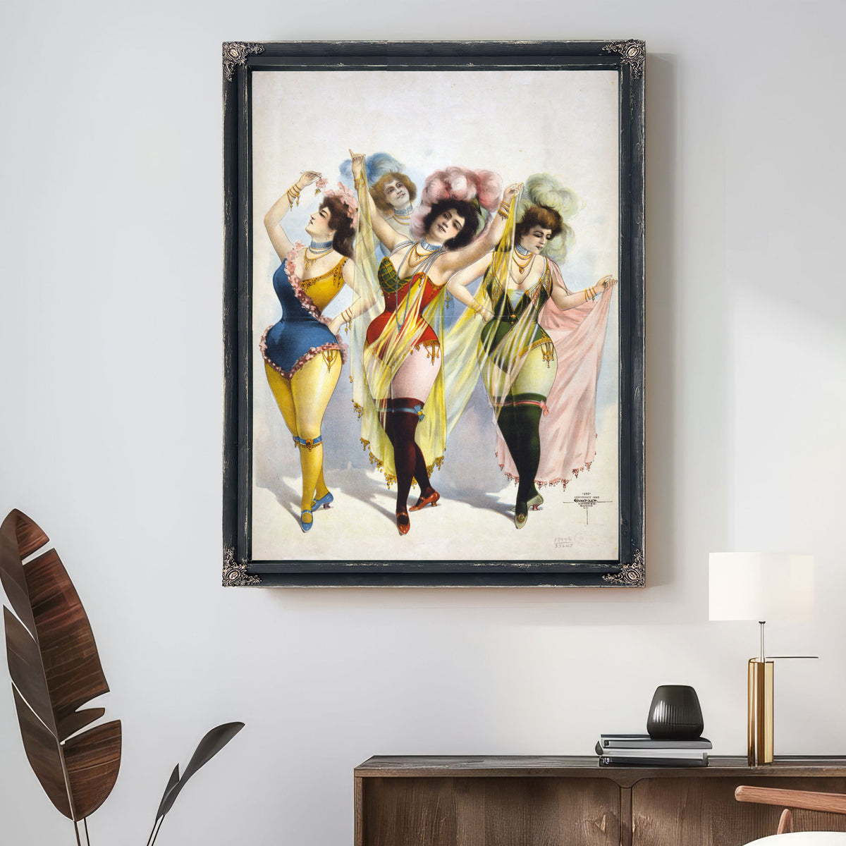 Women Wearing Brief Costumes Holding By Vintage Circus Posters