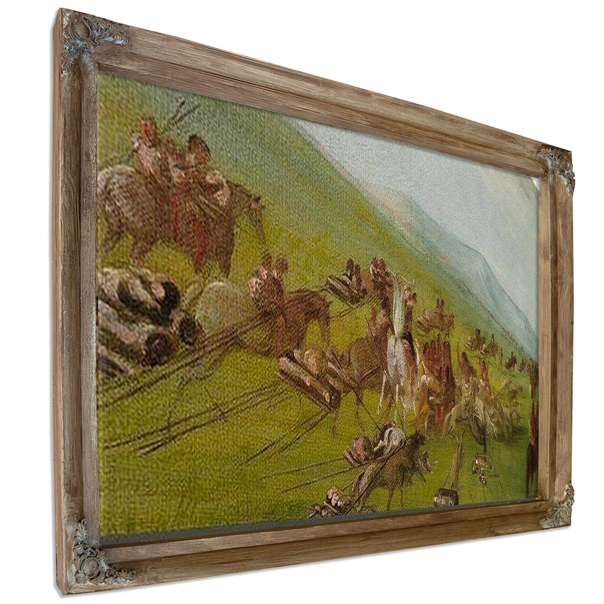 Comanche Moving Camp, Dog Fight Enroute By George Catlin