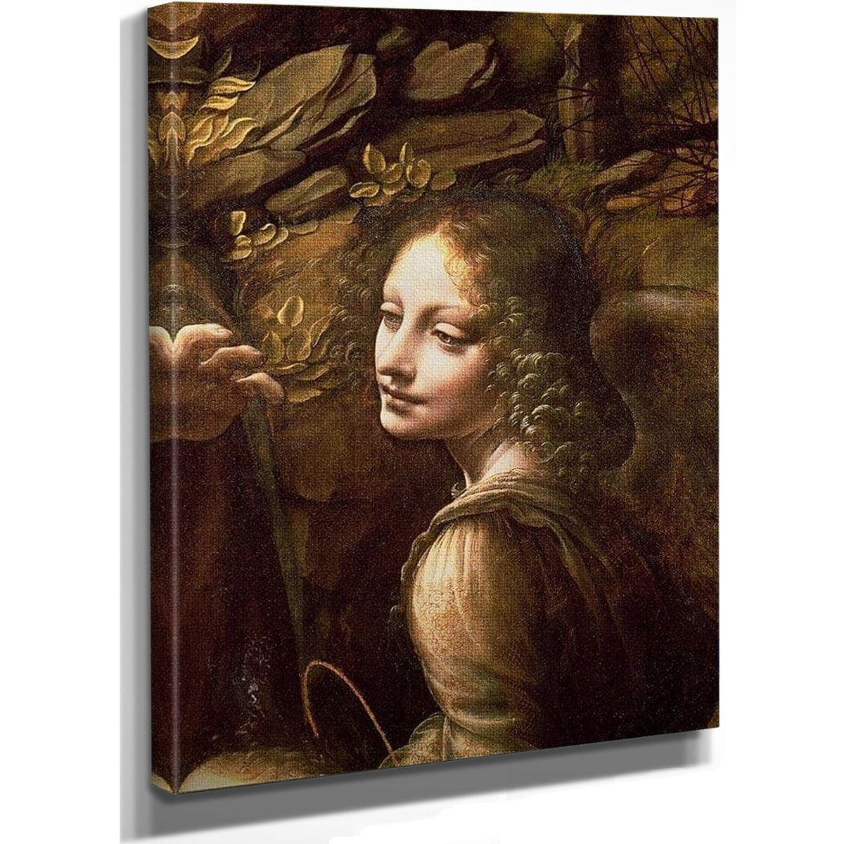 Detail Of The Angel From The Virgin Of The Rocks (The Virgin With The Infant St. John Adoring The Infant Christ Accompanied By An Angel) By Leonardo Da Vinci