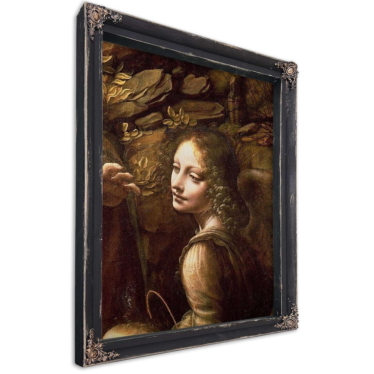 Detail Of The Angel From The Virgin Of The Rocks (The Virgin With The Infant St. John Adoring The Infant Christ Accompanied By An Angel) By Leonardo Da Vinci