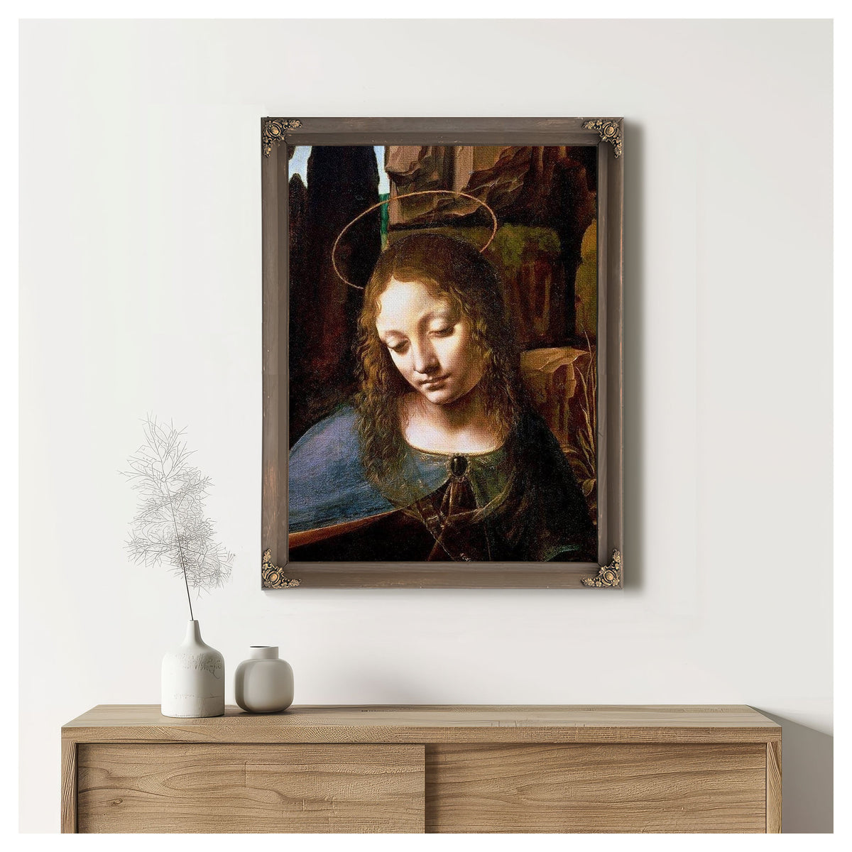 Detail Of The Head Of The Virgin From The Virgin Of The Rocks (The Virgin With The Infant Saint John Adoring The Infant Christ Accompanied By An Angel) By Leonardo Da Vinci
