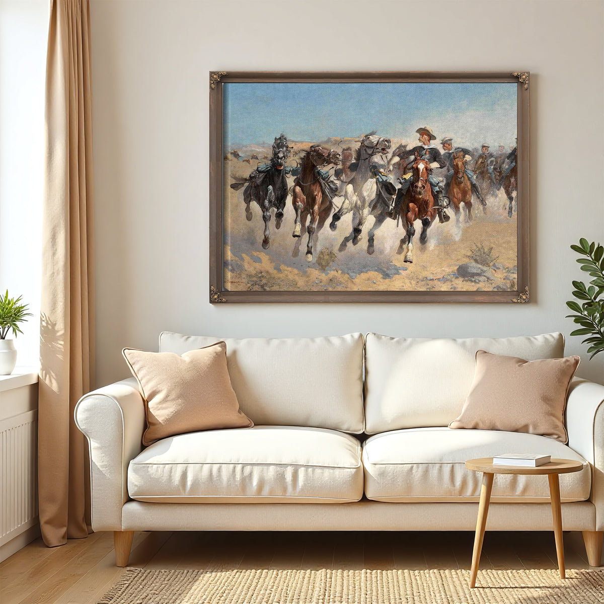 Dismountedthe Fourth Troopers Moving The Led Horses by Frederic Remington