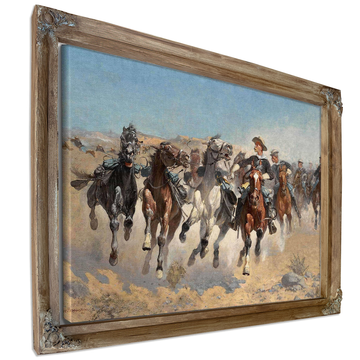 Dismountedthe Fourth Troopers Moving The Led Horses by Frederic Remington