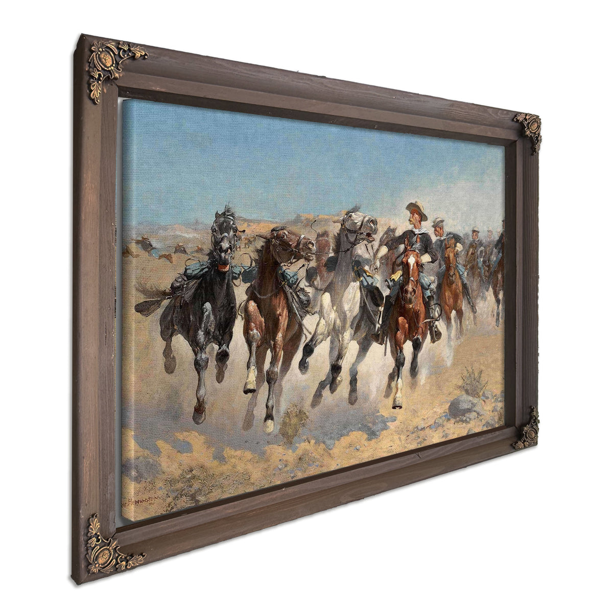 Dismountedthe Fourth Troopers Moving The Led Horses by Frederic Remington