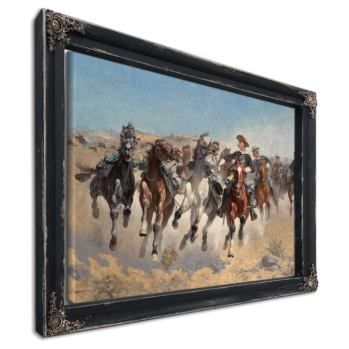 Dismountedthe Fourth Troopers Moving The Led Horses by Frederic Remington