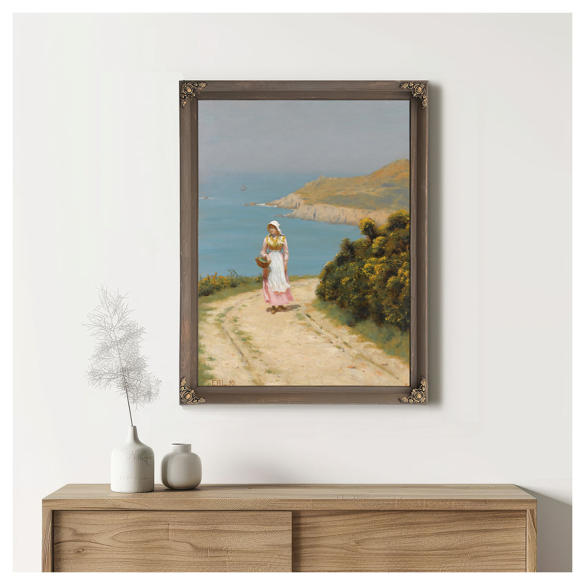 Girl a Coastal Path By Edmund Blair Leighton