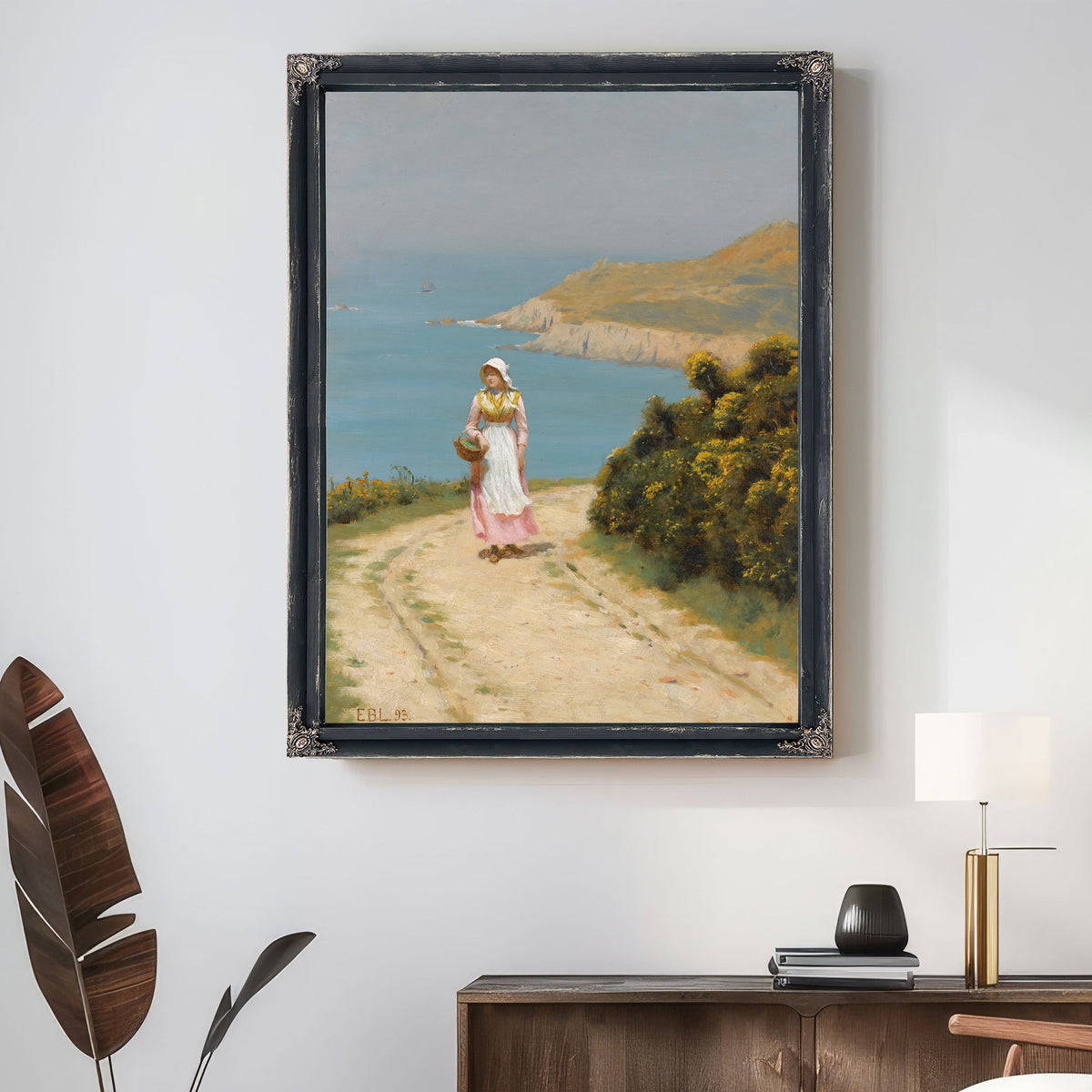 Girl a Coastal Path By Edmund Blair Leighton